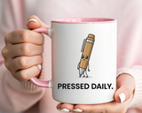 Funny Pressed Daily Coffee Mug, Stressed Pen Office Mug, Coworker Humor Gift, Teacher Appreciation Mug, Work From Home Cup