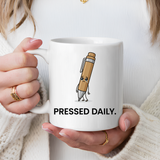Funny Pressed Daily Coffee Mug, Stressed Pen Office Mug, Coworker Humor Gift, Teacher Appreciation Mug, Work From Home Cup