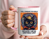 Funny Black Cat Coffee Mug, Unstable Unit Cat Mug, Sarcastic Cat Lover Gift, Introvert Humor Mug, Quirky Cat Mom Coffee Cup