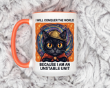 Funny Black Cat Coffee Mug, Unstable Unit Cat Mug, Sarcastic Cat Lover Gift, Introvert Humor Mug, Quirky Cat Mom Coffee Cup