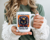 Funny Black Cat Coffee Mug, Unstable Unit Cat Mug, Sarcastic Cat Lover Gift, Introvert Humor Mug, Quirky Cat Mom Coffee Cup
