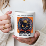 Funny Black Cat Coffee Mug, Unstable Unit Cat Mug, Sarcastic Cat Lover Gift, Introvert Humor Mug, Quirky Cat Mom Coffee Cup