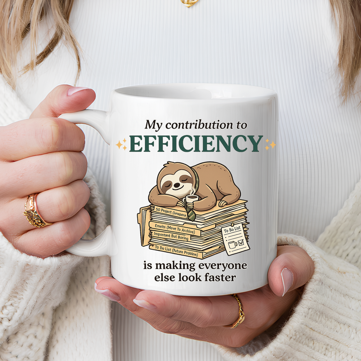 Funny Sloth Office Mug, Productivity Humor Coffee Mug, Lazy Coworker Gift, Work From Home Mug, Sarcastic Employee Coffee Cup
