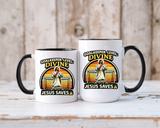 Christian Soccer Goalkeeper Mug, Jesus Saves Coffee Mug, Faith Based Sports Gift, Soccer Player Christian Mug, Goalie Gift for Believers