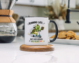 Christian Turtle Coffee Mug, Running Late But God Knows My Heart Mug, Funny Faith Based Mug, Christian Gift for Friends, Bible Lover Cup