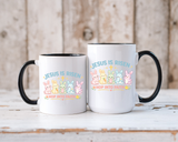 Christian Easter Bunny Mug, Jesus Is Risen Hop Into Faith Coffee Mug, Faith Based Easter Gift, Religious Spring Mug for Women Kids
