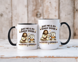 Christian Coffee Lover Mug, Just Me and My Daily Dose Coffee and Jesus Mug, Faith Based Coffee Mug, Christian Gift for Women Me