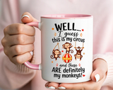 Funny Mom Life Coffee Mug, This Is My Circus These Are My Monkeys Mug, Motherhood Humor Gift, Mom Coffee Cup for Busy Moms