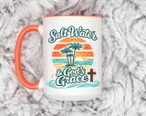 Christian Beach Lover Coffee Mug, Salt Water and God's Grace Mug, Coastal Faith Gift, Religious Ocean Lover Cup, Christian Gift