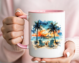 Tropical Beach Paradise Coffee Mug, Coastal Vacation Mug, Paradise Found Beach Lover Gift, Ocean Sunset Coffee Cup, Island Life Mug