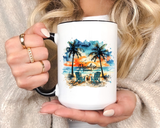 Tropical Beach Paradise Coffee Mug, Coastal Vacation Mug, Paradise Found Beach Lover Gift, Ocean Sunset Coffee Cup, Island Life Mug