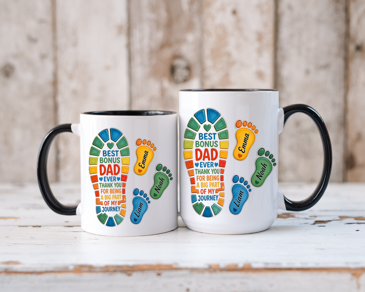 Personalized Bonus Dad Mug, Custom Stepdad Coffee Mug with Kids Names, Father's Day Gift for Bonus Father, Family Appreciation Cup