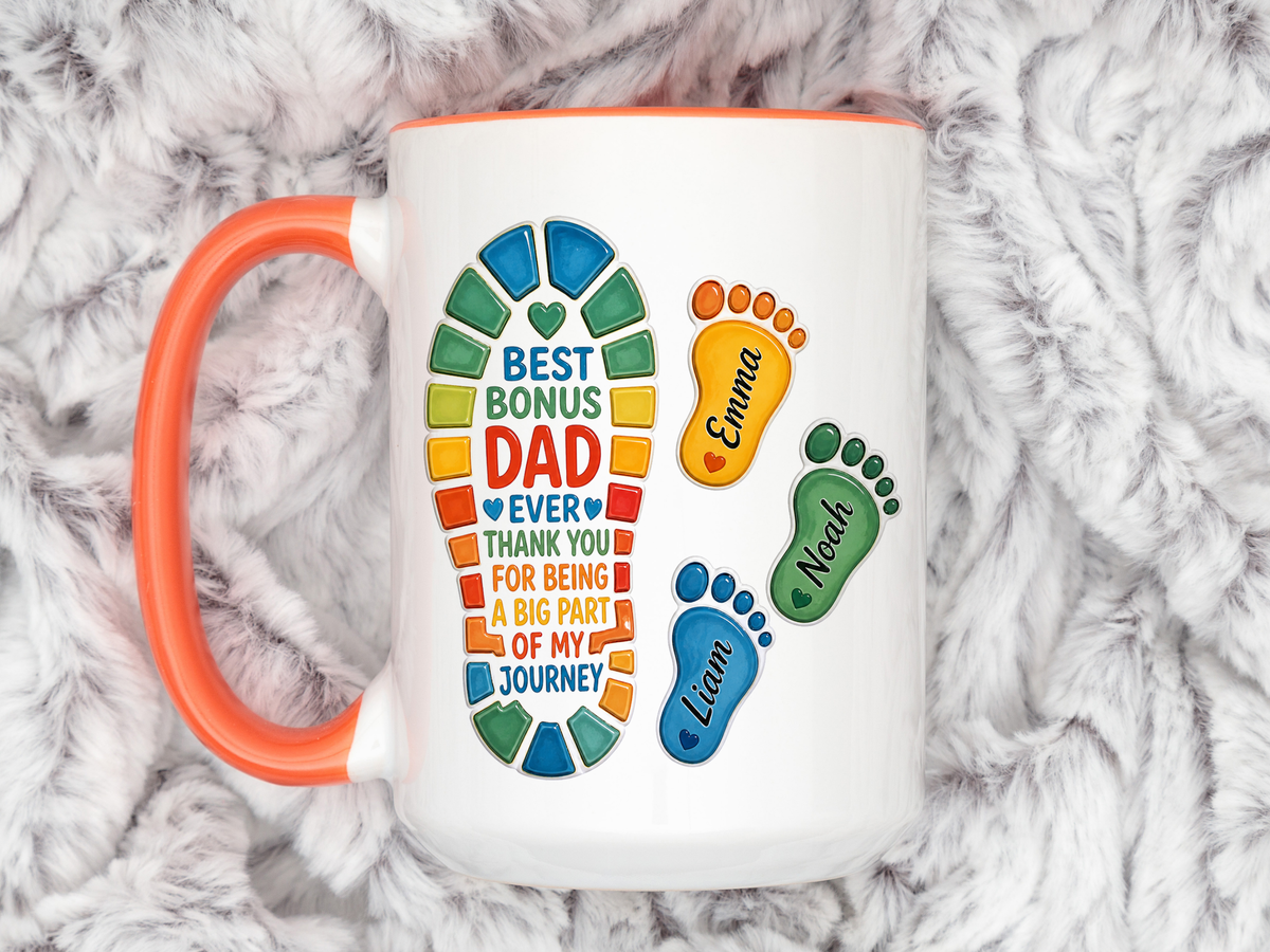 Personalized Bonus Dad Mug, Custom Stepdad Coffee Mug with Kids Names, Father's Day Gift for Bonus Father, Family Appreciation Cup