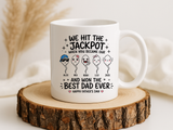 Personalized Best Dad Ever Mug, Custom Father's Day Coffee Mug with Kids Names, Funny Jackpot Dad Gift, Unique Family Keepsake Cup