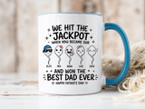 Personalized Best Dad Ever Mug, Custom Father's Day Coffee Mug with Kids Names, Funny Jackpot Dad Gift, Unique Family Keepsake Cup