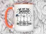 Personalized Best Dad Ever Mug, Custom Father's Day Coffee Mug with Kids Names, Funny Jackpot Dad Gift, Unique Family Keepsake Cup