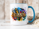 Built by Dad Fixed with Love Mug, Handyman Dad Coffee Mug, Father's Day Gift for Carpenter Mechanic DIY Dad, Workshop Mug