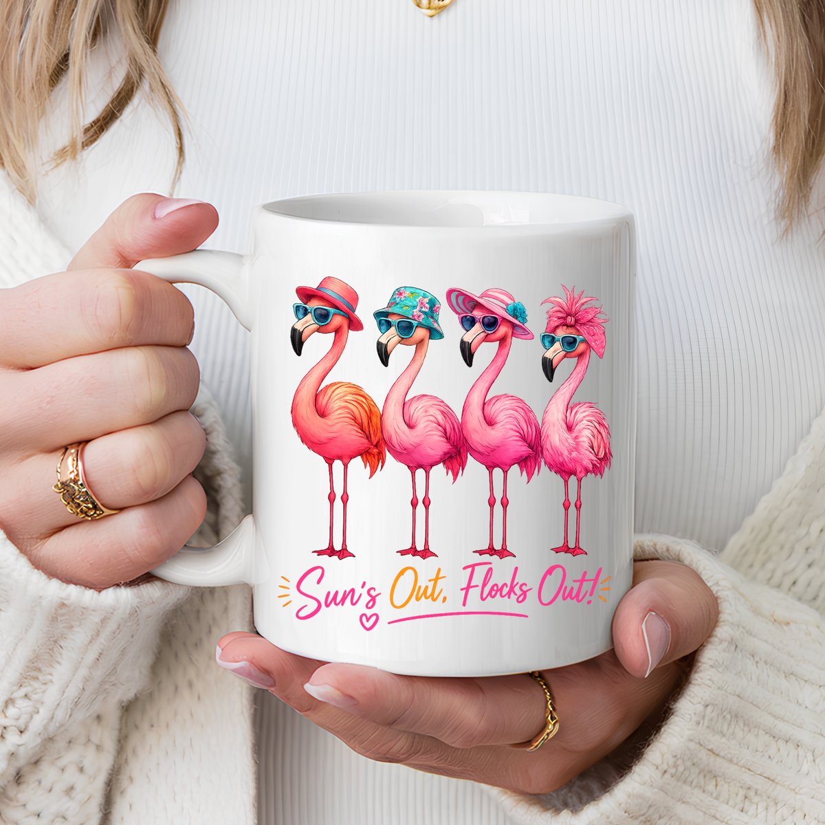Funny Flamingo Coffee Mug, Sun's Out Flocks Out Mug, Pink Flamingo Summer Cup, Beach Lover Gift, Tropical Vacation Coffee Mug