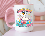 Funny Goose Summer Coffee Mug, Sun's Out Honk's Out Mug, Cute Goose Pool Float Cup, Beach Vacation Gift, Summer Lover Mug