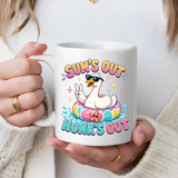 Funny Goose Summer Coffee Mug, Sun's Out Honk's Out Mug, Cute Goose Pool Float Cup, Beach Vacation Gift, Summer Lover Mug