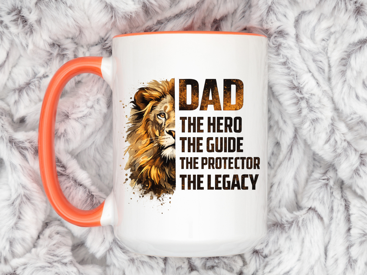 Dad Appreciation Coffee Mug, Dad The Hero The Guide The Protector Mug, Lion Dad Gift, Father's Day Coffee Cup, Gift for Dad
