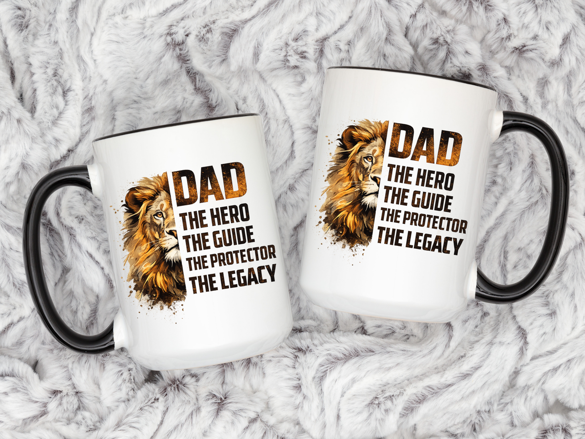 Dad Appreciation Coffee Mug, Dad The Hero The Guide The Protector Mug, Lion Dad Gift, Father's Day Coffee Cup, Gift for Dad