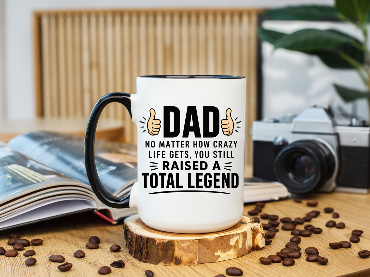 Funny Dad Coffee Mug, Dad Raised a Total Legend Mug, Father's Day Gift for Dad, Cool Dad Coffee Cup, Birthday Gift for Father