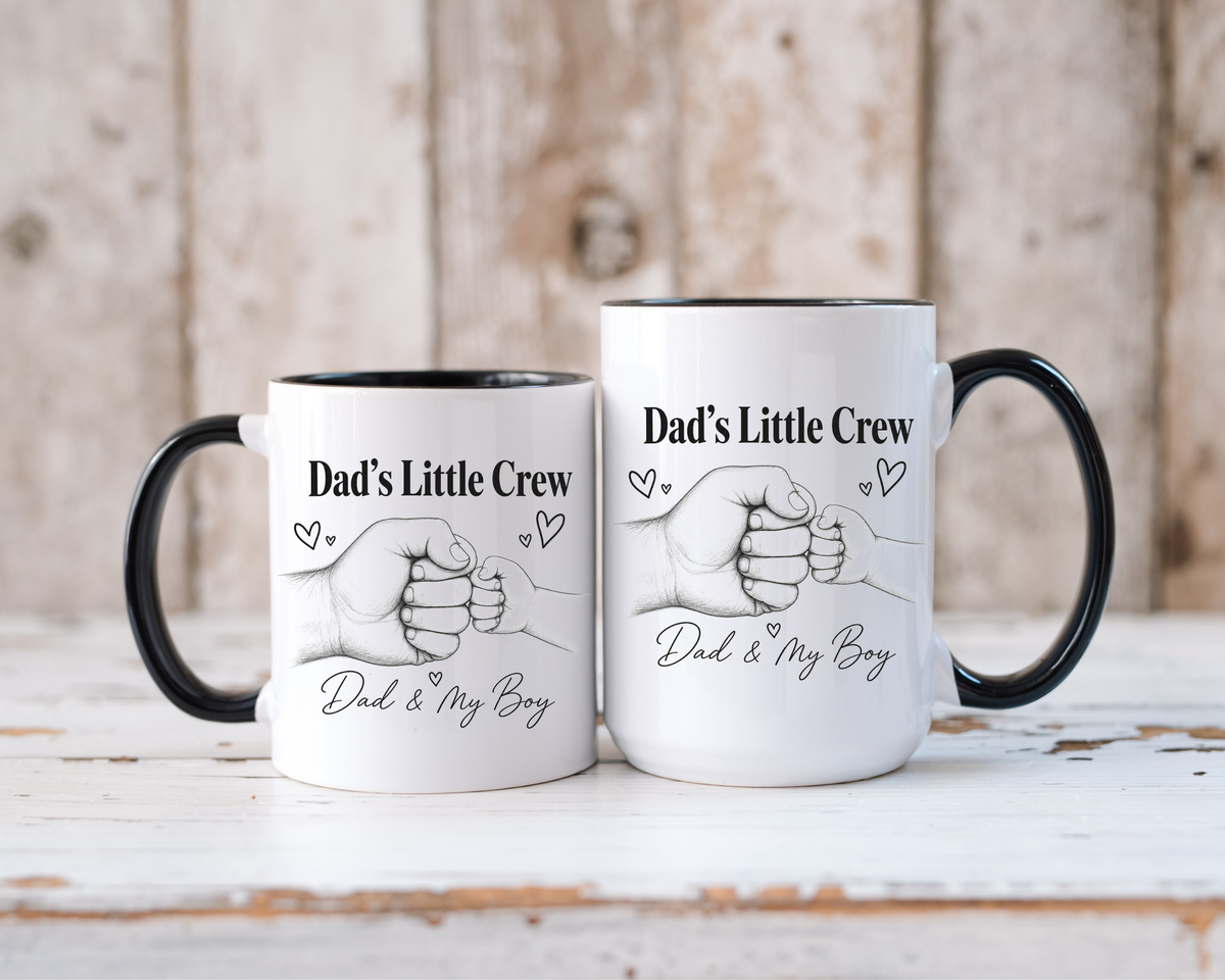 Personalized Dad and Son Coffee Mug, Dad's Little Crew Mug, Father Son Bond Gift, Father's Day Mug from Son, Custom Dad Gift