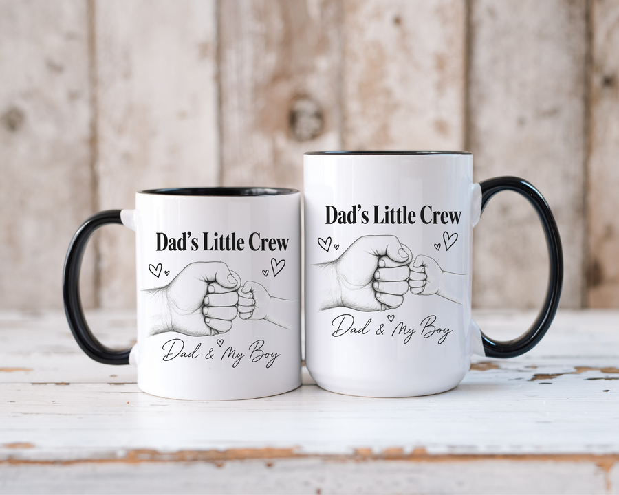 Personalized Dad and Son Coffee Mug, Dad's Little Crew Mug, Father Son Bond Gift, Father's Day Mug from Son, Custom Dad Gift