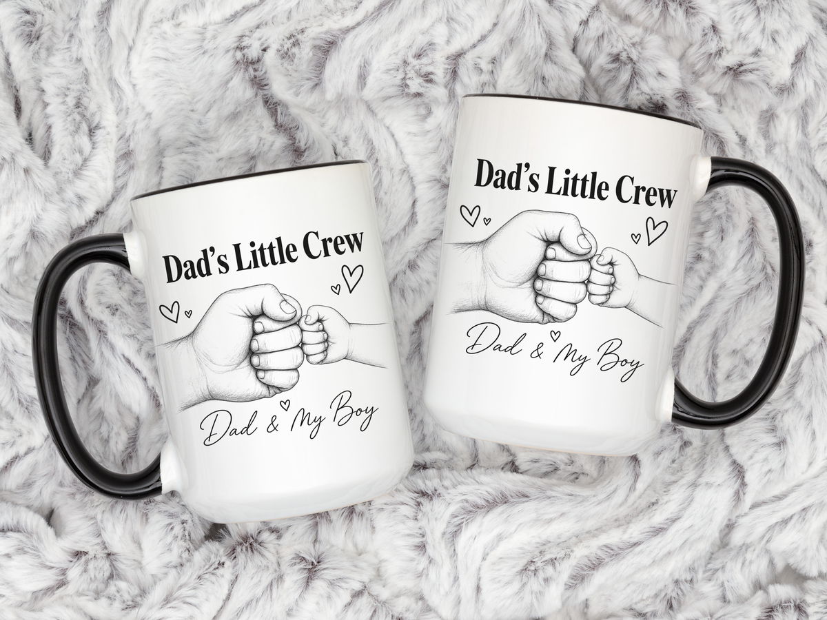 Personalized Dad and Son Coffee Mug, Dad's Little Crew Mug, Father Son Bond Gift, Father's Day Mug from Son, Custom Dad Gift