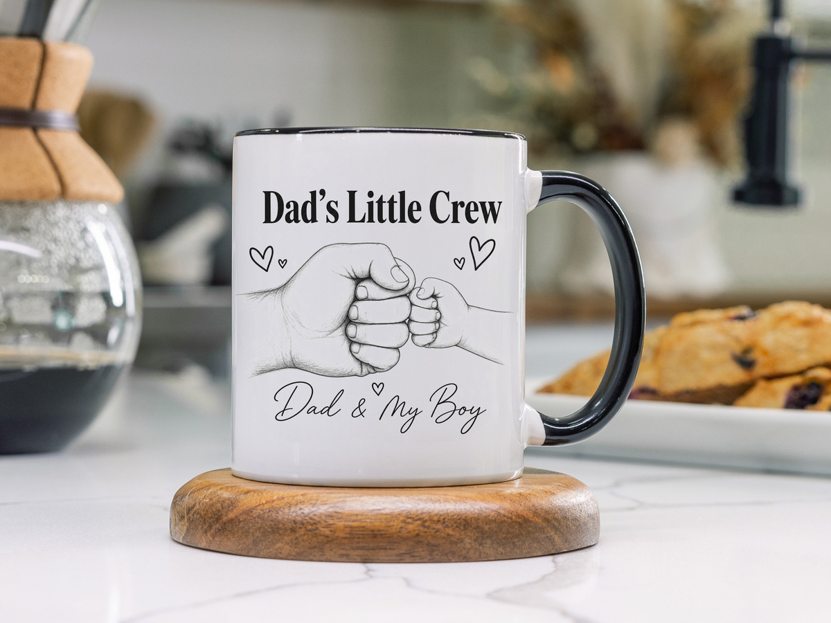 Personalized Dad and Son Coffee Mug, Dad's Little Crew Mug, Father Son Bond Gift, Father's Day Mug from Son, Custom Dad Gift
