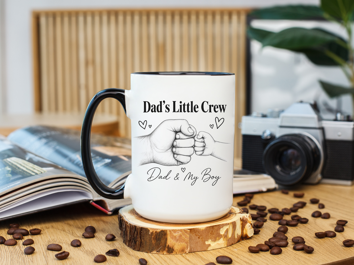 Personalized Dad and Son Coffee Mug, Dad's Little Crew Mug, Father Son Bond Gift, Father's Day Mug from Son, Custom Dad Gift