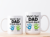 Personalized World's Best Dad Coffee Mug, Custom Handprint Dad Mug with Kids Names, Father's Day Gift for Dad, Gift from Children