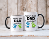 Personalized World's Best Dad Coffee Mug, Custom Handprint Dad Mug with Kids Names, Father's Day Gift for Dad, Gift from Children