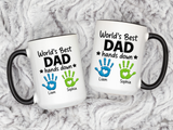 Personalized World's Best Dad Coffee Mug, Custom Handprint Dad Mug with Kids Names, Father's Day Gift for Dad, Gift from Children