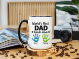 Personalized World's Best Dad Coffee Mug, Custom Handprint Dad Mug with Kids Names, Father's Day Gift for Dad, Gift from Children