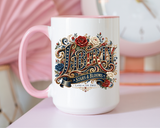 Vintage Patriotic Floral Coffee Mug, Liberty Stars and Blooms Mug, Americana Rose Art Cup, Fourth of July Gift, USA Lover Mug