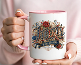 Vintage Patriotic Floral Coffee Mug, Liberty Stars and Blooms Mug, Americana Rose Art Cup, Fourth of July Gift, USA Lover Mug