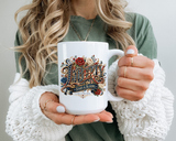 Vintage Patriotic Floral Coffee Mug, Liberty Stars and Blooms Mug, Americana Rose Art Cup, Fourth of July Gift, USA Lover Mug