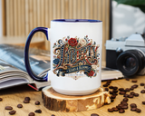 Vintage Patriotic Floral Coffee Mug, Liberty Stars and Blooms Mug, Americana Rose Art Cup, Fourth of July Gift, USA Lover Mug