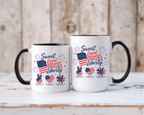 Sweet Land of Liberty Coffee Mug, Patriotic Fourth of July Mug, American Flag Heart Freedom Cup, USA Pride Gift for Women