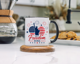 Let Freedom Ring Patriotic Coffee Mug, Statue of Liberty Fourth of July Mug, American Flag Coffee Cup, USA Pride Gift, Independence Day Mug