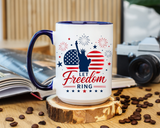 Let Freedom Ring Patriotic Coffee Mug, Statue of Liberty Fourth of July Mug, American Flag Coffee Cup, USA Pride Gift, Independence Day Mug