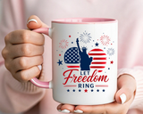 Let Freedom Ring Patriotic Coffee Mug, Statue of Liberty Fourth of July Mug, American Flag Coffee Cup, USA Pride Gift, Independence Day Mug
