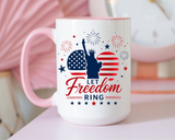 Let Freedom Ring Patriotic Coffee Mug, Statue of Liberty Fourth of July Mug, American Flag Coffee Cup, USA Pride Gift, Independence Day Mug