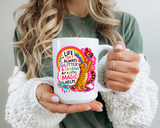 Inspirational Cat Lover Mug, Life Isn't Always Glitter and Rainbows But A Little Magic Helps Coffee Mug, Cute Rainbow Cat Gift