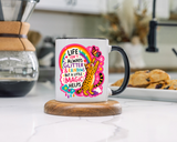 Inspirational Cat Lover Mug, Life Isn't Always Glitter and Rainbows But A Little Magic Helps Coffee Mug, Cute Rainbow Cat Gift