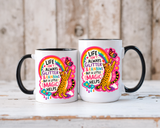 Inspirational Cat Lover Mug, Life Isn't Always Glitter and Rainbows But A Little Magic Helps Coffee Mug, Cute Rainbow Cat Gift