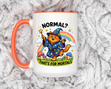 Funny Wizard Cat Mug, Normal That's For Mortals Coffee Mug, Magical Cat Lover Gift, Fantasy Wizard Kitty Mug for Book Lovers