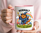 Funny Wizard Cat Mug, Normal That's For Mortals Coffee Mug, Magical Cat Lover Gift, Fantasy Wizard Kitty Mug for Book Lovers